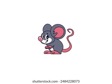 Vector illustration of cartoon mouse isolated on white background	