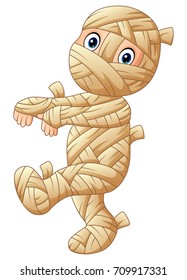 Vector illustration of Cartoon mummy walking
