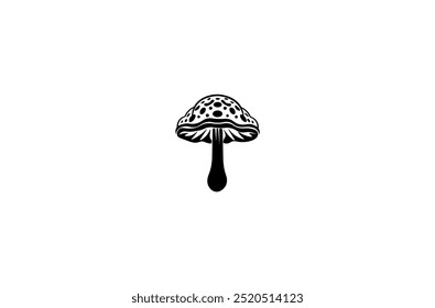 Vector illustration of cartoon mushroom in minimalist style isolated on white background