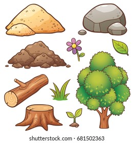 Vector illustration of Cartoon nature element set