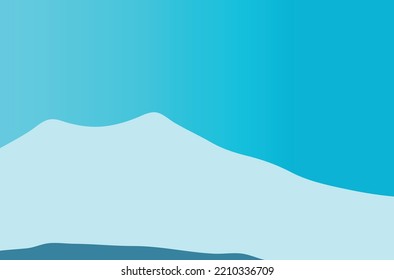 Vector illustration of cartoon nature winter arctic landscape with iceberg, blue pure water and snow hills, mountains.