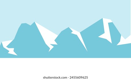 Vector illustration of cartoon nature winter arctic landscape with iceberg
