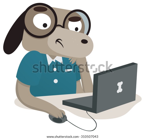 Vector Illustration Cartoon Nerdy Dog Using Stock Vector (Royalty Free ...