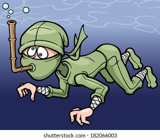 Vector illustration of Cartoon Ninja