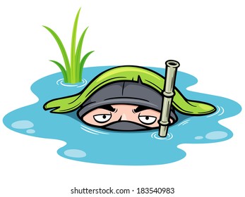 Vector illustration of Cartoon Ninja