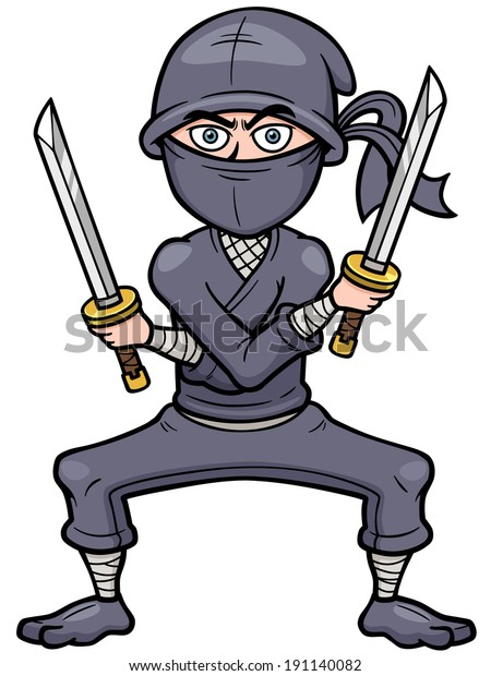 Vector Illustration Cartoon Ninja Stock Vector (Royalty Free) 191140082 ...