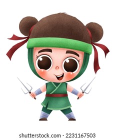Vektorgrafik von Cartoon Ninja. Cute Charakter Ninja Kinder
