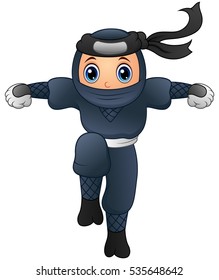 Vector illustration of Cartoon ninja running