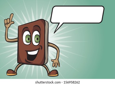 Vector illustration of cartoon notebook character with speech balloon. Easy-edit layered vector EPS10 file scalable to any size without quality loss. High resolution raster JPG file is included.