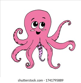 Vector illustration of cartoon octopus