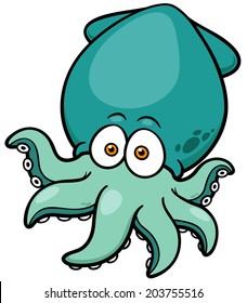 Vector illustration of Cartoon octopus