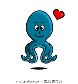 vector illustration of cartoon octopus 