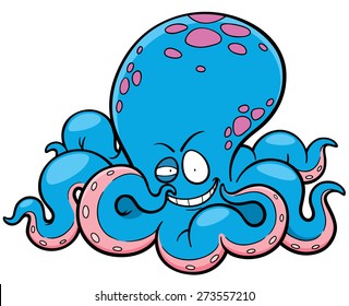 Vector illustration of Cartoon octopus