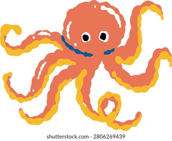 vector illustration of cartoon octopus