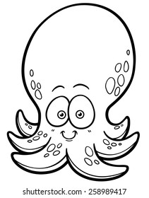 Vector illustration of Cartoon octopus - Coloring book