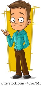 A vector illustration of cartoon office clerk in shirt and trousers