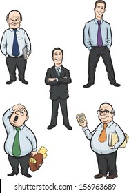 Vector illustration of cartoon office men figures. Easy-edit layered vector EPS10 file scalable to any size without quality loss. High resolution raster JPG file is included.