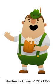 Vector illustration of cartoon oktoberfest man with beer isolated