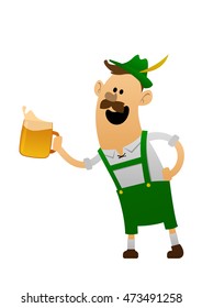 Vector illustration of cartoon oktoberfest man with beer isolated