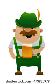 Vector illustration of cartoon oktoberfest man with beer isolated