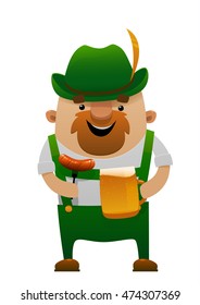 Vector illustration of cartoon oktoberfest man with beer isolated