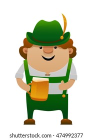 Vector illustration of cartoon oktoberfest man with beer isolated