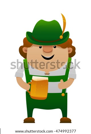 Vector illustration of cartoon oktoberfest man with beer isolated