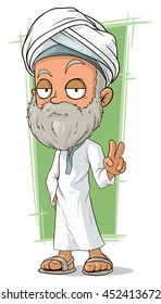 A vector illustration of cartoon old arabian man with beard