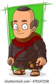 A vector illustration of cartoon old standing monk