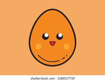 ilustración vectorial, huevo naranja de dibujos animados al estilo kawai