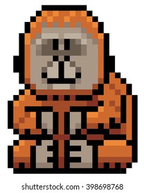 Vector illustration of Cartoon orangutan - Pixel design