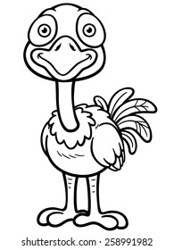 Vector illustration of Cartoon ostrich - Coloring book
