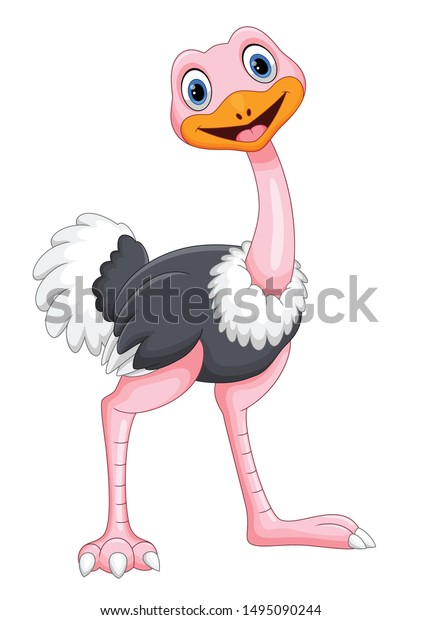 Vector Illustration Cartoon Ostrich Isolated On Stock Vector (Royalty ...