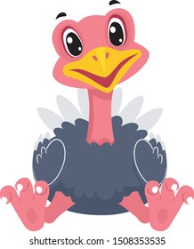 Vector Illustration of a Cartoon Ostrich in sitting position