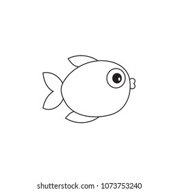 Vector illustration of cartoon outline fish.