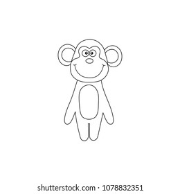 Vector illustration of cartoon outline monkey