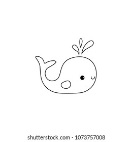 Vector illustration of cartoon outline whale