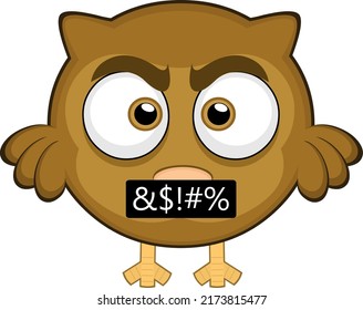 Vector illustration of a cartoon owl with an angry and insulting expression