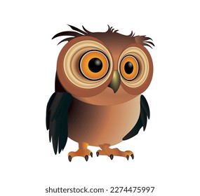 Vector illustration of cartoon owl isolated on white background
