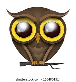 Vector Illustration Cartoon Owl On A Tree Branch