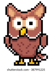 Vector illustration of Cartoon Owl - Pixel design