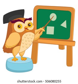 Vector Illustration Of Cartoon Owl Teacher