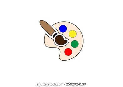 Vector illustration of cartoon paint palette board in minimalist style