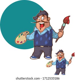 vector illustration of cartoon painter character