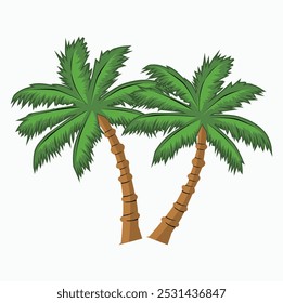 Ilustración vectorial de palmeras de dibujos animados aislados en un fondo blanco
