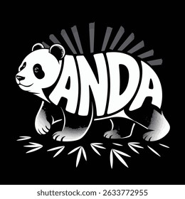 vector illustration of cartoon panda	typography