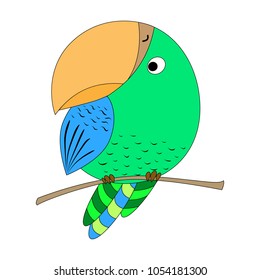 vector illustration of a cartoon parrot on a white background