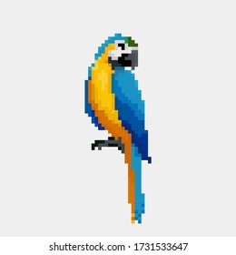 Vector illustration of cartoon parrot - Pixel design