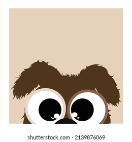 Vector illustration of cartoon peeking dog. Symbol of pet.