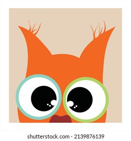 Vector illustration of cartoon peeking squirrel. Symbol of forest animal.